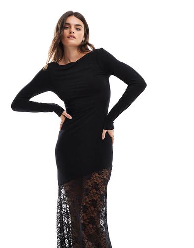 Robe longue à manches longues avec empiècement en dentelle - Asos Design - Modalova