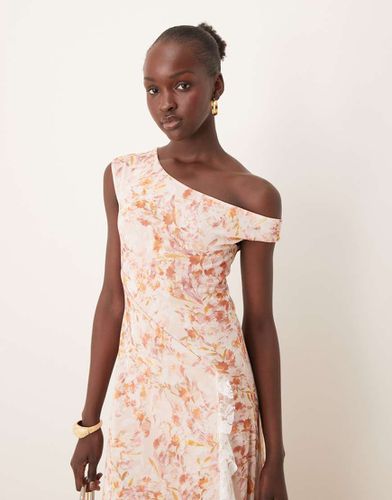 Robe longue asymétrique à petites fleurs avec ourlet en pointe en dentelle mélangée - Asos Design - Modalova