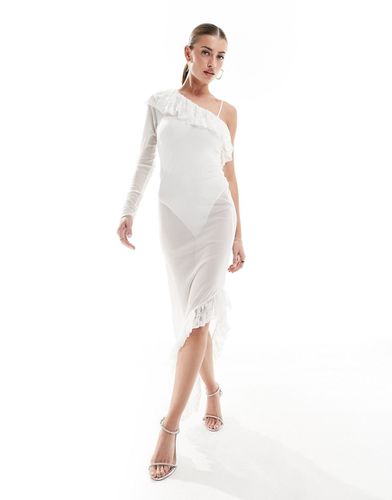 Robe longue asymétrique en tulle avec bordure en dentelle - Asos Design - Modalova