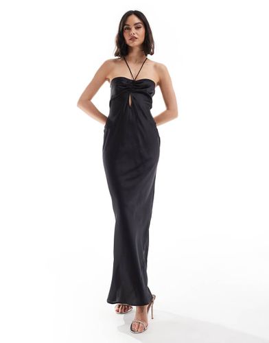 Robe longue dos nu en satin avec buste froncé et découpe goutte d'eau - Asos Design - Modalova