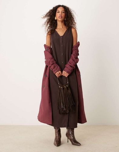 Robe longue en jean boutonnée devant - Asos Design - Modalova