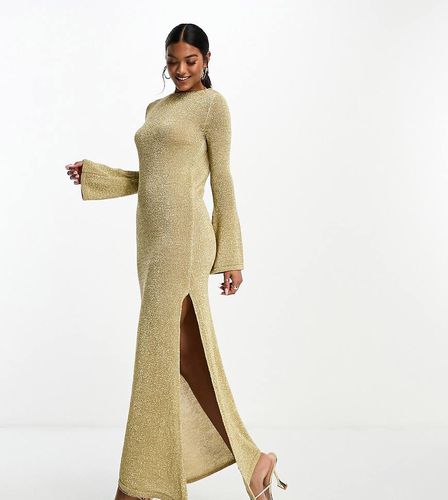 Robe longue en maille effet métallisé à dos échancré et manches ange - Asos Design - Modalova