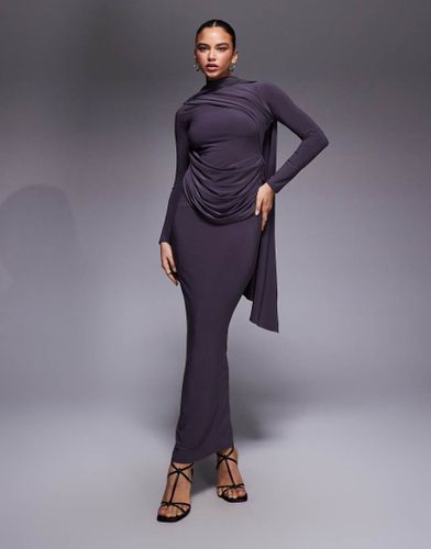 Robe longue effet drap  manches longues - ardoise - Asos Design - Modalova