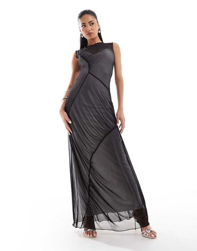 Robe longue sans manches en tulle à fronces - Noir - Asos Design - Modalova