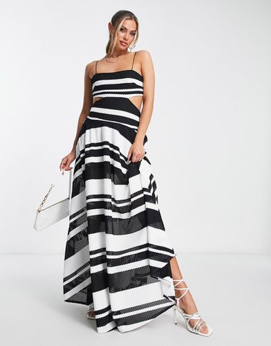 Robe longue plissée à chevrons avec découpes et encolure carrée - Noir et blanc - Asos Design - Modalova