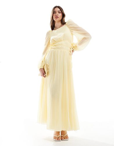 Robe longue plissée avec corsage à cordons de serrage - pastel - Asos Design - Modalova