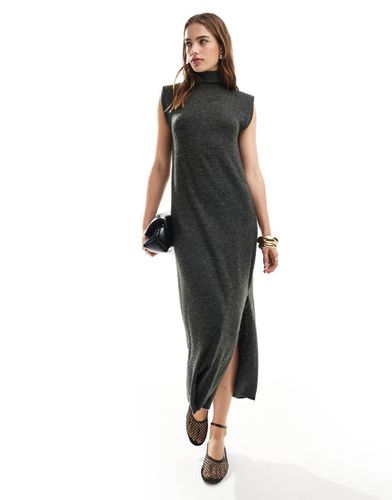 Robe longue ultra douce à col roulé et épaulettes - Anthracite - Asos Design - Modalova