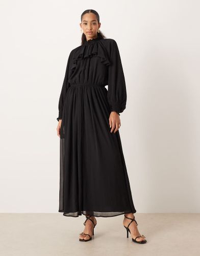 Robe longue volante  col montant en mousseline - Asos Design - Modalova