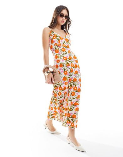 Robe mi-longue à bonnets montants et imprimé oranges - Asos Design - Modalova