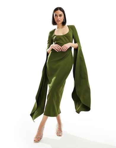 Robe mi-longue à encolure dégagée et manches oversize - Asos Design - Modalova