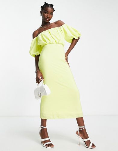 Robe mi-longue à épaules dénudées et haut bouffant - citron - Asos Design - Modalova