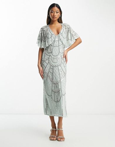 Robe mi-longue à sequins et ornements avec manches évasées - clair - Asos Design - Modalova