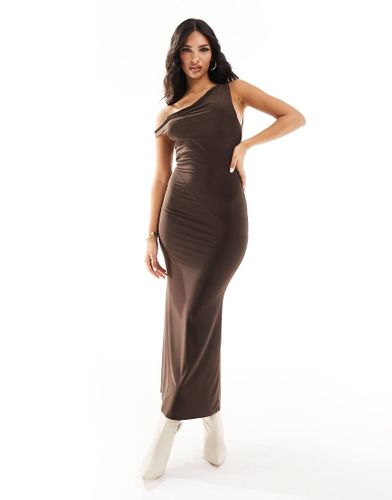 Robe mi-longue douce au toucher à épaules dénudées - Chocolat - Asos Design - Modalova