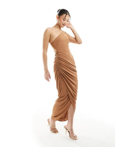 Robe mi-longue drapée asymétrique - Biscuit - Asos Design - Modalova