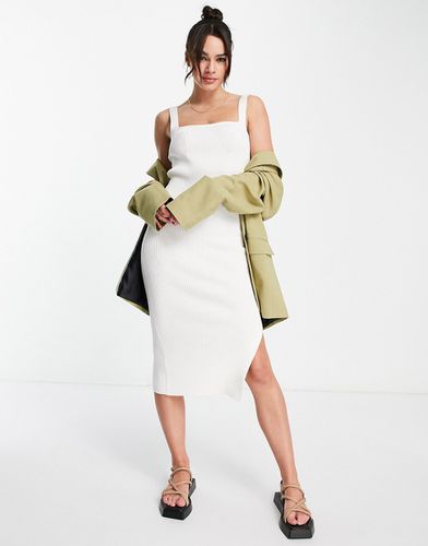 Robe mi-longue en maille à encolure carrée - Crème - Asos Design - Modalova