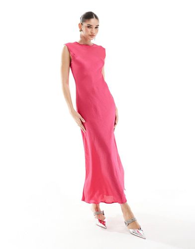 Robe mi-longue en satin - Fuchsia - Asos Design - Modalova