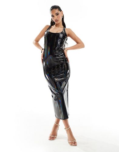 Robe mi-longue en vinyle à encolure dégagée - Asos Design - Modalova