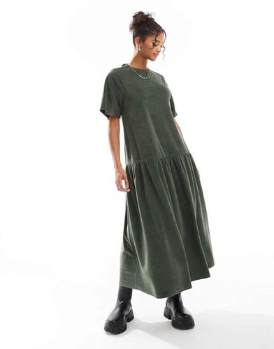 Robe mi-longue évasée en velours à larges côtes et nouée dans le dos - Asos Design - Modalova