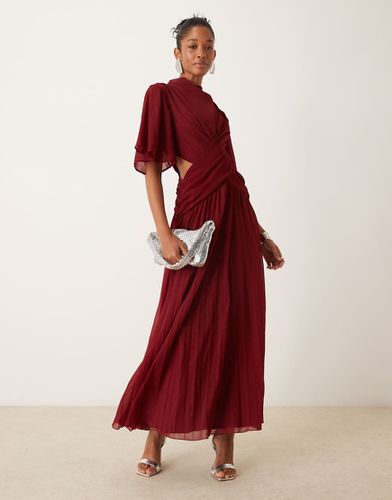 Robe mi-longue plissée avec découpes - Bordeaux - Asos Design - Modalova