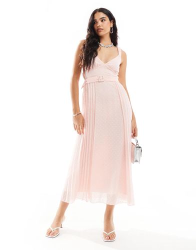 Robe mi-longue plissée avec décolleté plongeant et ceinture à la taille - pastel - Asos Design - Modalova