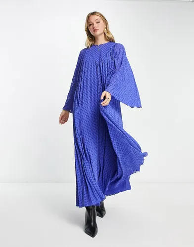 Robe mi-longue plissée en plumetis avec manches longues et détail en V - Asos Design - Modalova