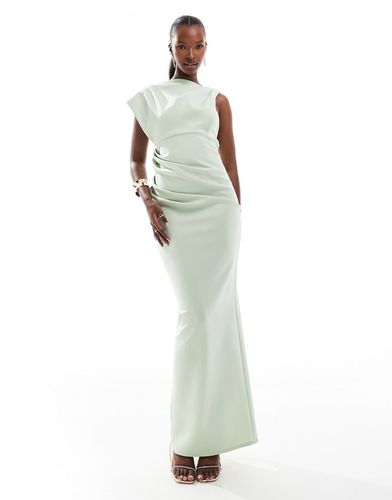 Robe minimaliste coupe longue et asymétrique à col montant - sauge - Asos Design - Modalova