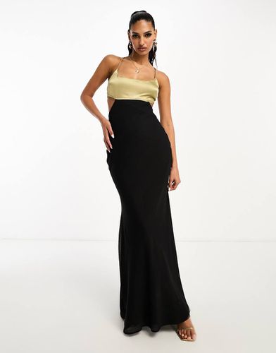 Robe nuisette longue en mousseline à découpes avec corsage en satin contrastant - Asos Design - Modalova