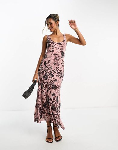 Robe nuisette mi-longue avec encolure dégagée et imprimé fleurs - Rose - Asos Design - Modalova