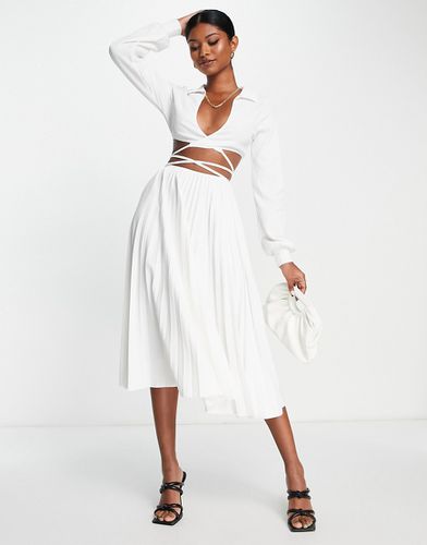 Robe plissée longueur mollet avec corsage à lanières - Asos Design - Modalova