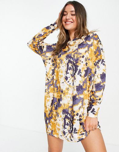 Robe pull courte et oversize à imprimé tie-dye - Bleu et jaune - Asos Design - Modalova