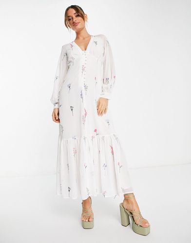 Robe rétro boutonnée longue et brodée - Asos Design - Modalova