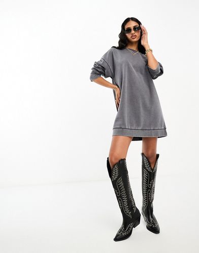 Robe sweat courte oversize - Anthracite délavé - Asos Design - Modalova