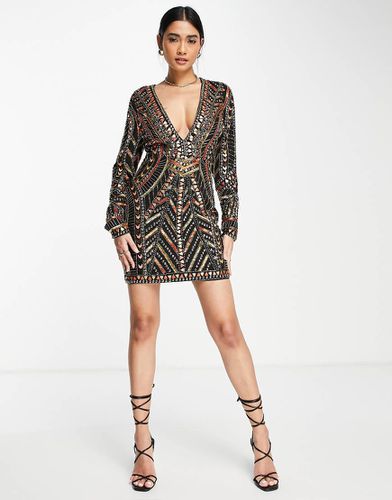 Robe structurée courte à décolleté plongeant avec empiècements ornementés - Asos Design - Modalova