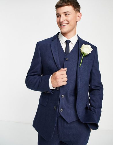 Wedding - Veste de costume coupe super skinny en laine mélangée à chevrons - Bleu - Asos Design - Modalova