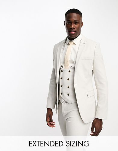 Wedding - Veste de costume ultra ajustée à texture ail-de-perdrix - Taupe - Asos Design - Modalova