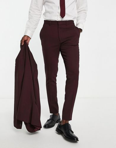 Wedding - Pantalon de costume ultra slim en tissu micro texturé - Bordeaux - Asos Design - Modalova