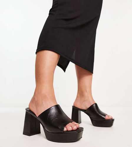 Wide Fit - Harmonize - Mules à semelle plateforme et talon mi-haut - Noir - Asos Design - Modalova