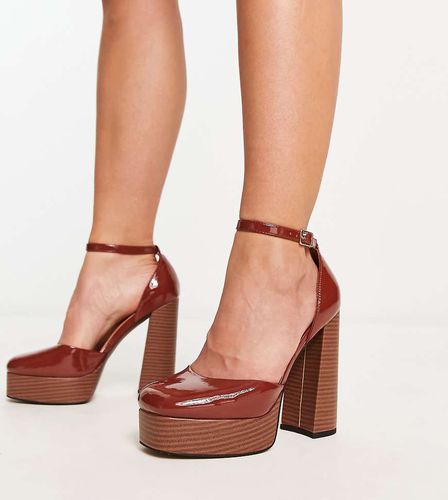 Wide Fit - Priority - Chaussures à semelle plateforme et talon haut - Fauve - Asos Design - Modalova