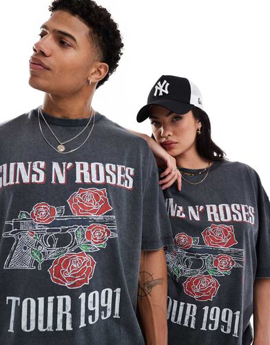 T-shirt unisexe oversize à imprimé Guns N' Roses 1991 Tour sous licence - délavé - Asos Design - Modalova