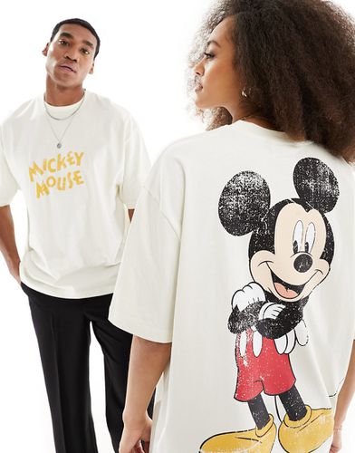 T-shirt unisexe oversize avec imprimé Disney Mickey Mouse - Blanc cassé - Asos Design - Modalova