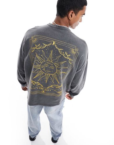 T-shirt à manches longues oversize avec imprimé céleste au dos - Asos Design - Modalova