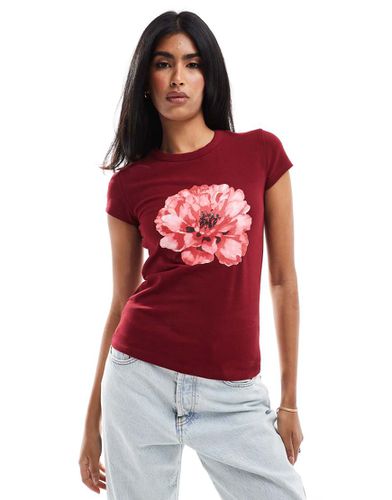 T-shirt ajusté avec imprimé fleur - Lie-de-vin - Asos Design - Modalova