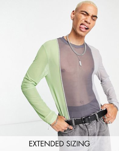 T-shirt ajusté en tulle à manches longues avec imprimé color block - et vert - Asos Design - Modalova