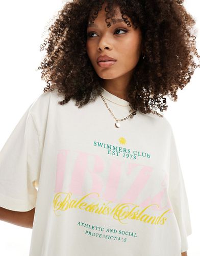 T-shirt coupe boyfriend à imprimé Ibiza - Crème délavé - Asos Design - Modalova