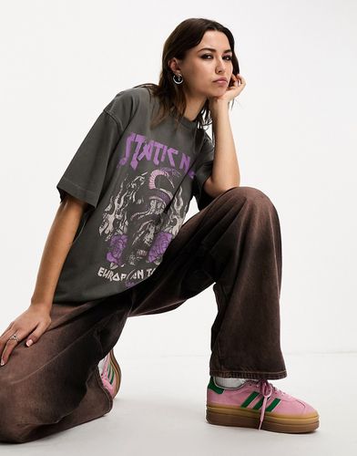 T-shirt coupe boyfriend à imprimé rock - délavé/violet - Asos Design - Modalova