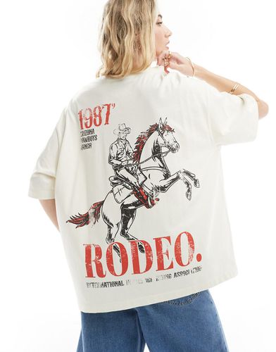 T-shirt coupe boyfriend avec imprimé Rodeo - Crème - Asos Design - Modalova