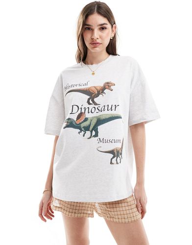 T-shirt coupe boyfriend avec motif dinosaure - Glace chiné - Asos Design - Modalova