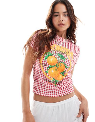 T-shirt court à carreaux vichy et imprimé Florida Orange - Asos Design - Modalova
