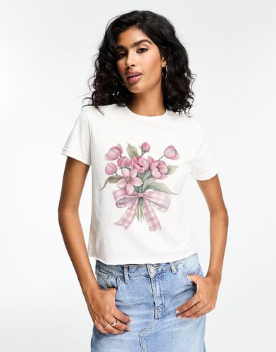 T-shirt court à imprimé fleurs et naud - Asos Design - Modalova