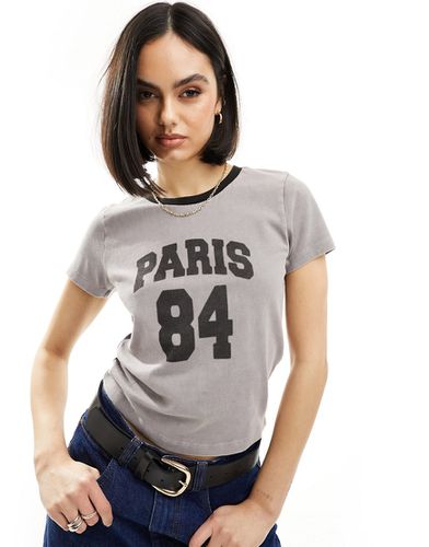 T-shirt court à imprimé Paris 84 - délavé - Asos Design - Modalova